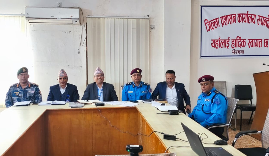 Virtual Cross-Border District Level Security Coordination Meeting between Nepal and India focused on election-related border security arrangements